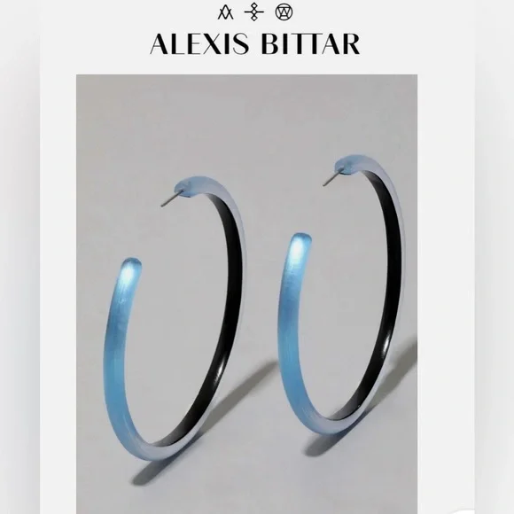 ALEXIS BITTAR 100% Authentic Cerulean Blue Lucite Hoop Earrings. NWOT - Picture 5 of 12